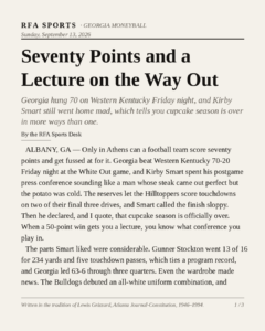 Seventy Points and a Lecture on the Way Out