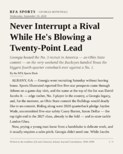 Never Interrupt a Rival While He’s Blowing a Twenty-Point Lead