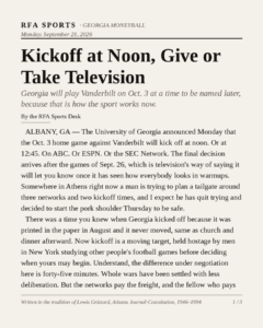 Kickoff at Noon, Give or Take Television