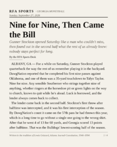 Nine for Nine, Then Came the Bill