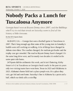 Nobody Packs a Lunch for Tuscaloosa Anymore