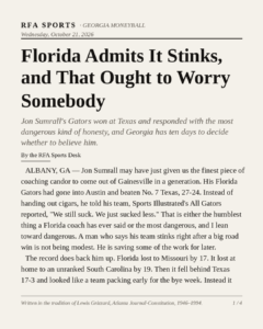 Florida Admits It Stinks, and That Ought to Worry Somebody
