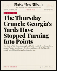 The Thursday Crunch: Georgia’s Yards Have Stopped Turning Into Points